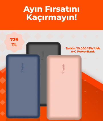 Belkin Boost Charge 20.000 mAh 15W USB A-C Powerbank Siyah