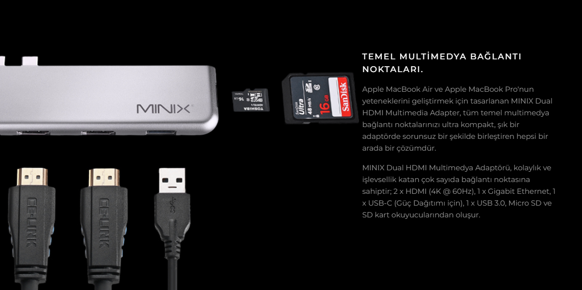 Minix Harici USB-C Port Çoklayıcı Uzay Gri 2