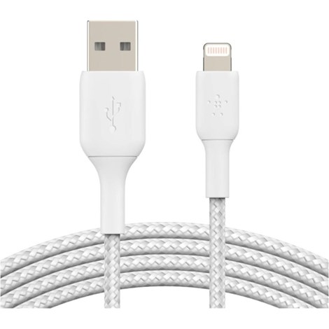 Belkin Örgülü Apple Lightning Hızlı Şarj ve Data Kablosu 2m Beyaz